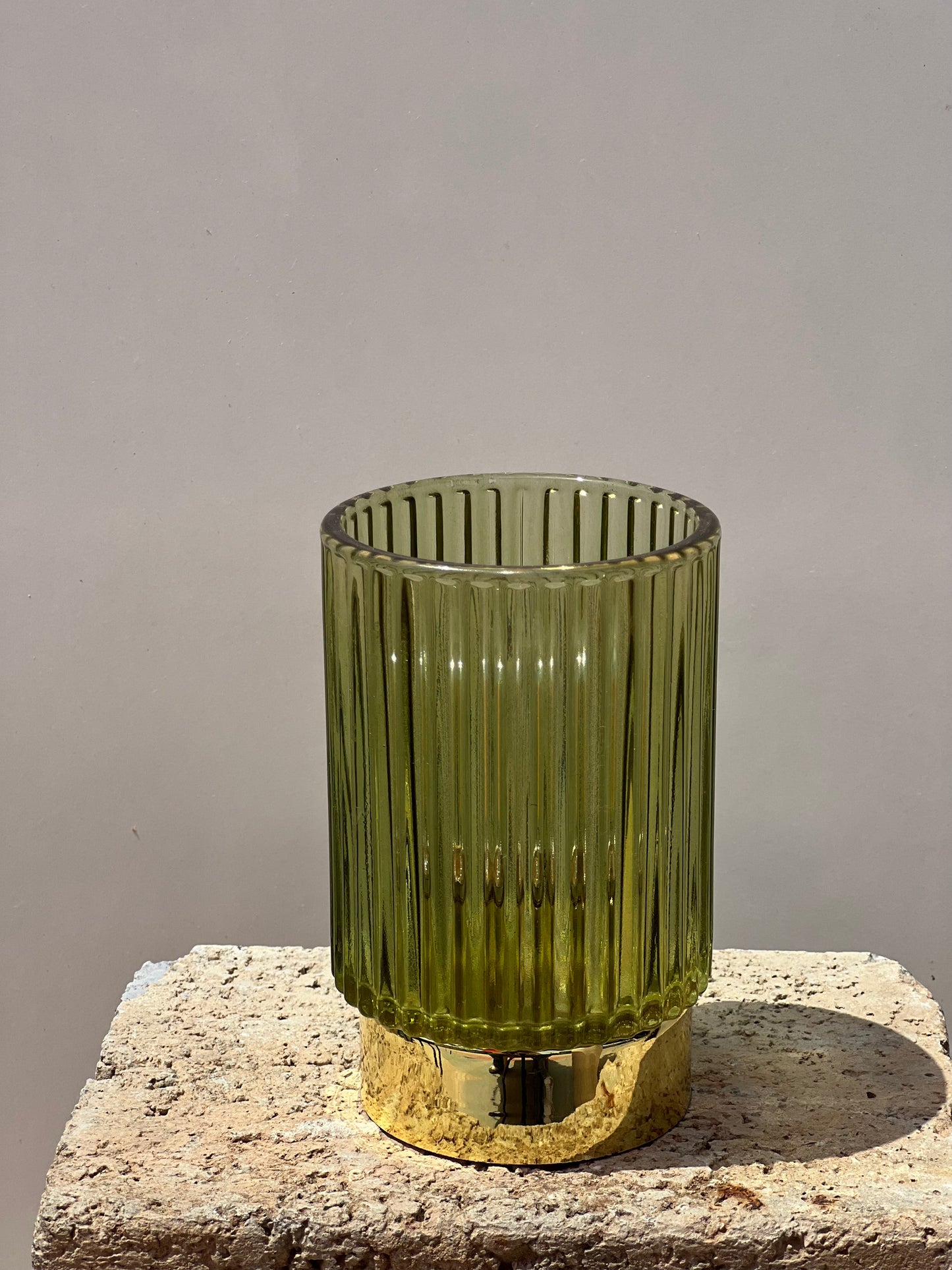 Green Fluted Decorative Battery Operated Lamp