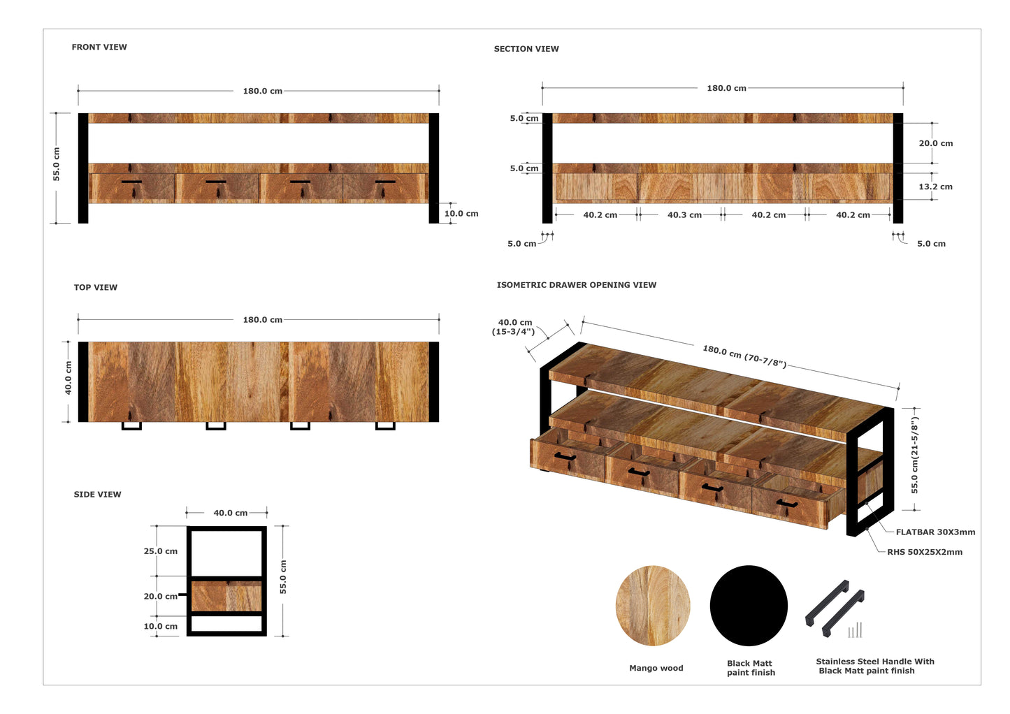 TV Unit with Matte Black Accents