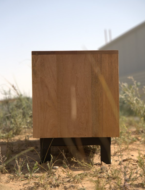 TV Storage Unit with 2 Wooden Rattan Doors