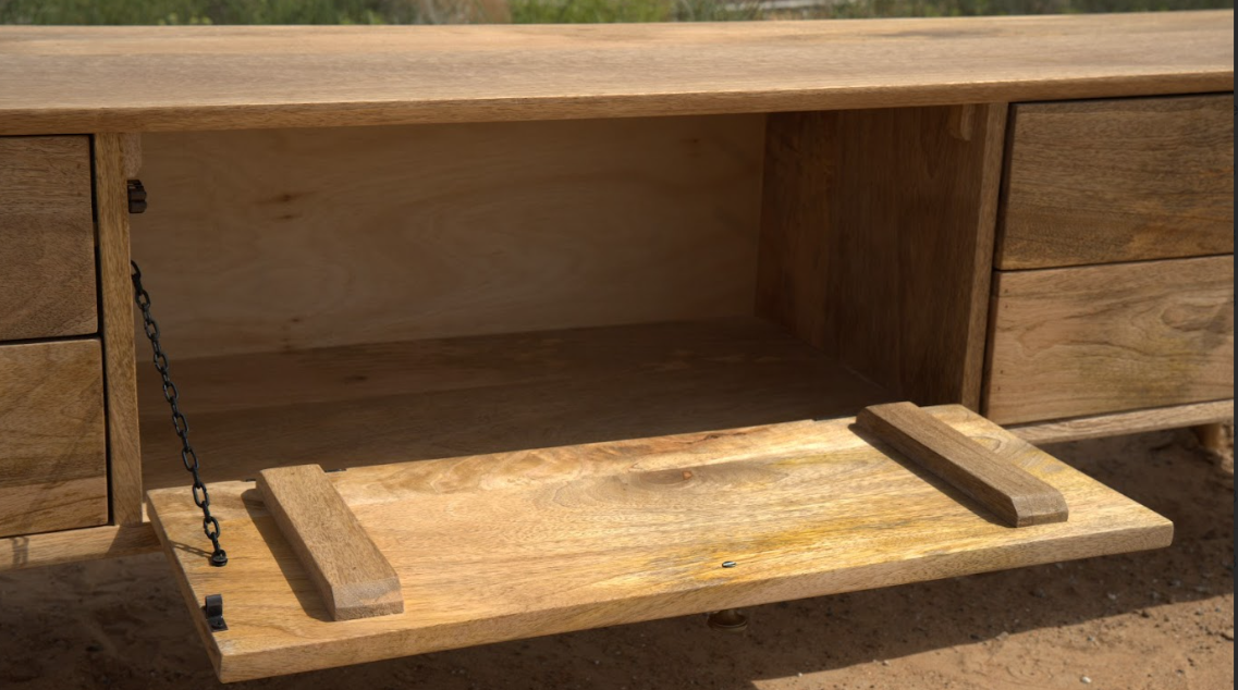 TV Unit with Side Drawers and Front Opening Cabiet
