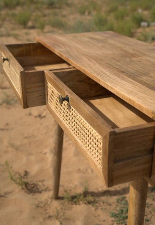 Rattan 2 Drawer Console Table