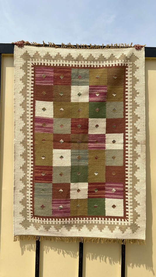 Colorful Checkered Kilim Rug