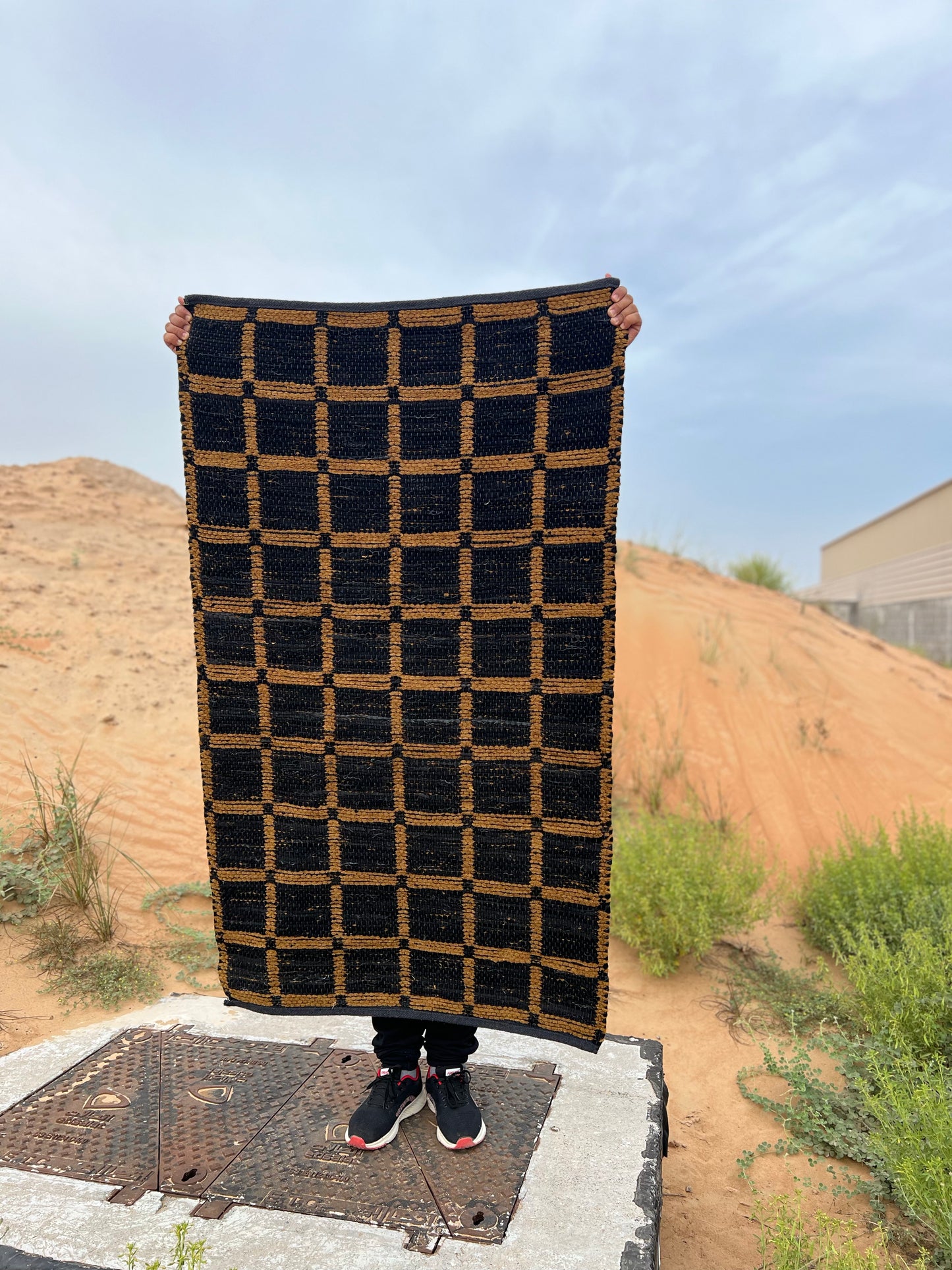 Reversible Checkered Patterned Rug