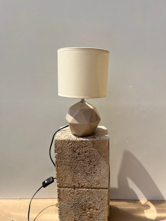 Geometric Table Lamp with Linen Shade