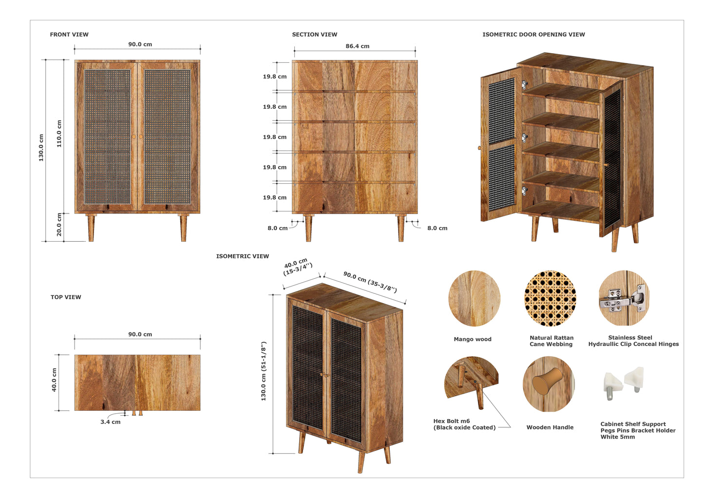 Rattan 2 Door Cabinet