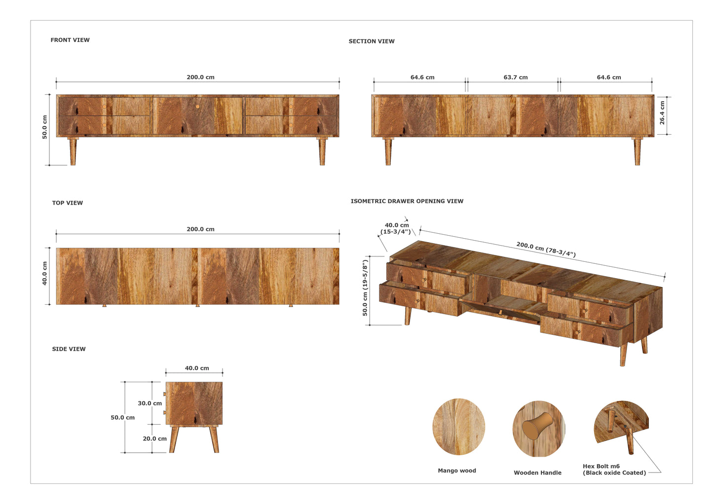 TV Unit with Side Drawers and Front Opening Cabiet