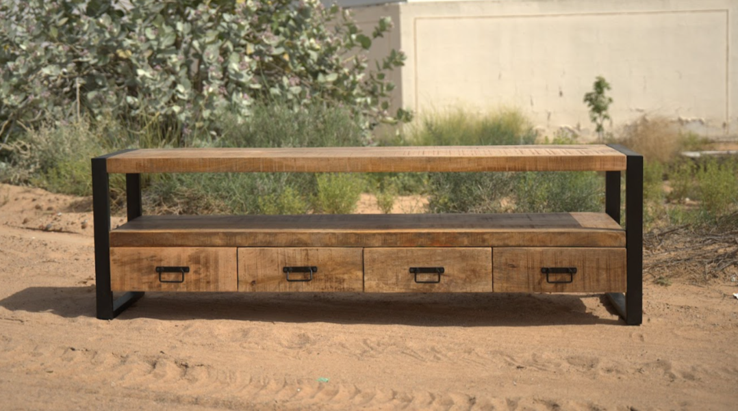 TV Unit with Matte Black Accents